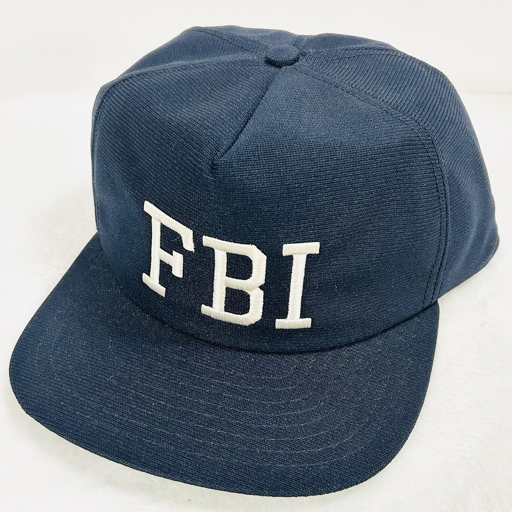 New Era FBI ‎ Vintage USA Trucker Hat Cap Adjustable Snapback Blue A-Frame